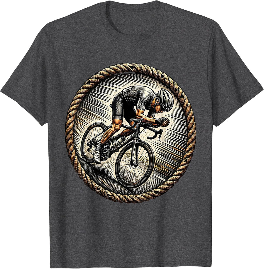 Men's Downhill Cyclist Speed Rush Graphic Tee T-Shirt - Dark Heather Grey