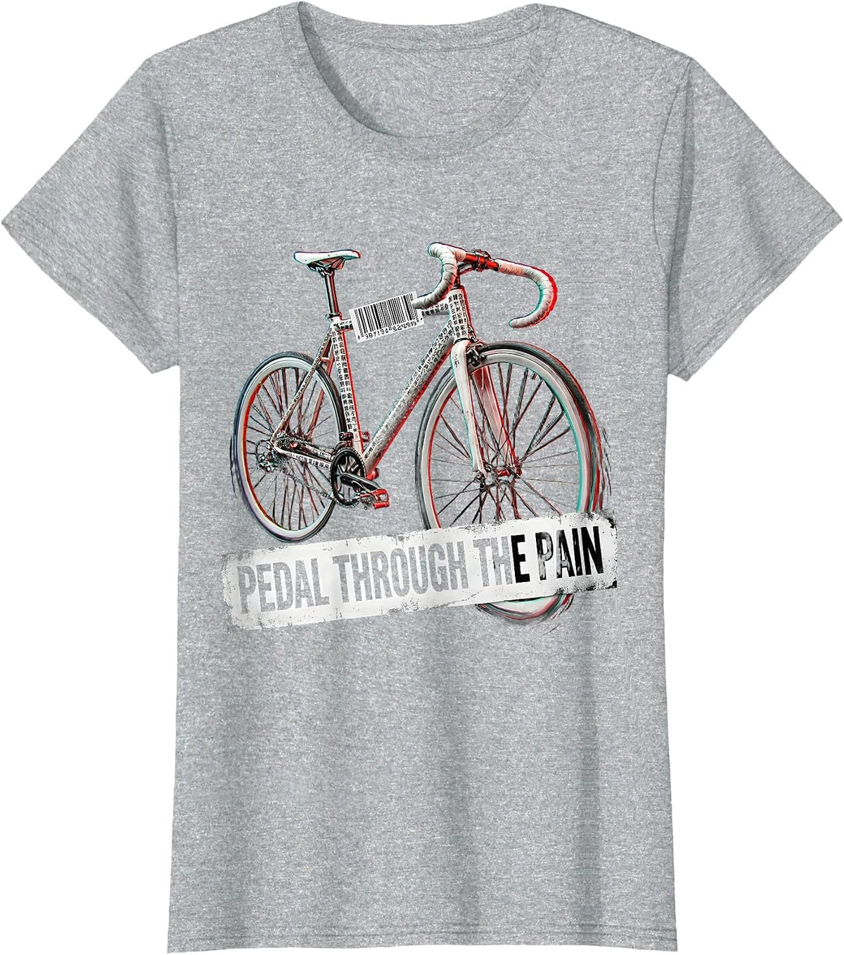 Pedal Through the Pain Cycling Design T-Shirt - Heather Grey