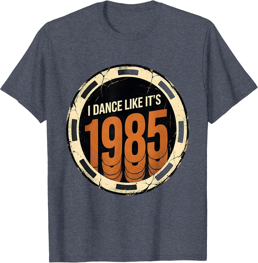 I Dance Like It's 1985 Distressed Retro Humor Vintage T-Shirt - Heather Blue