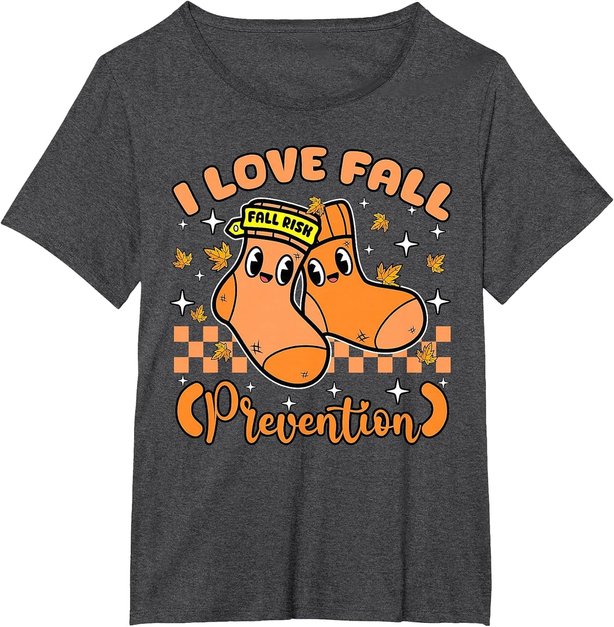 Love Fall Prevention Socks Physical Therapy Therapist Autumn T-Shirt - Dark Heather Grey