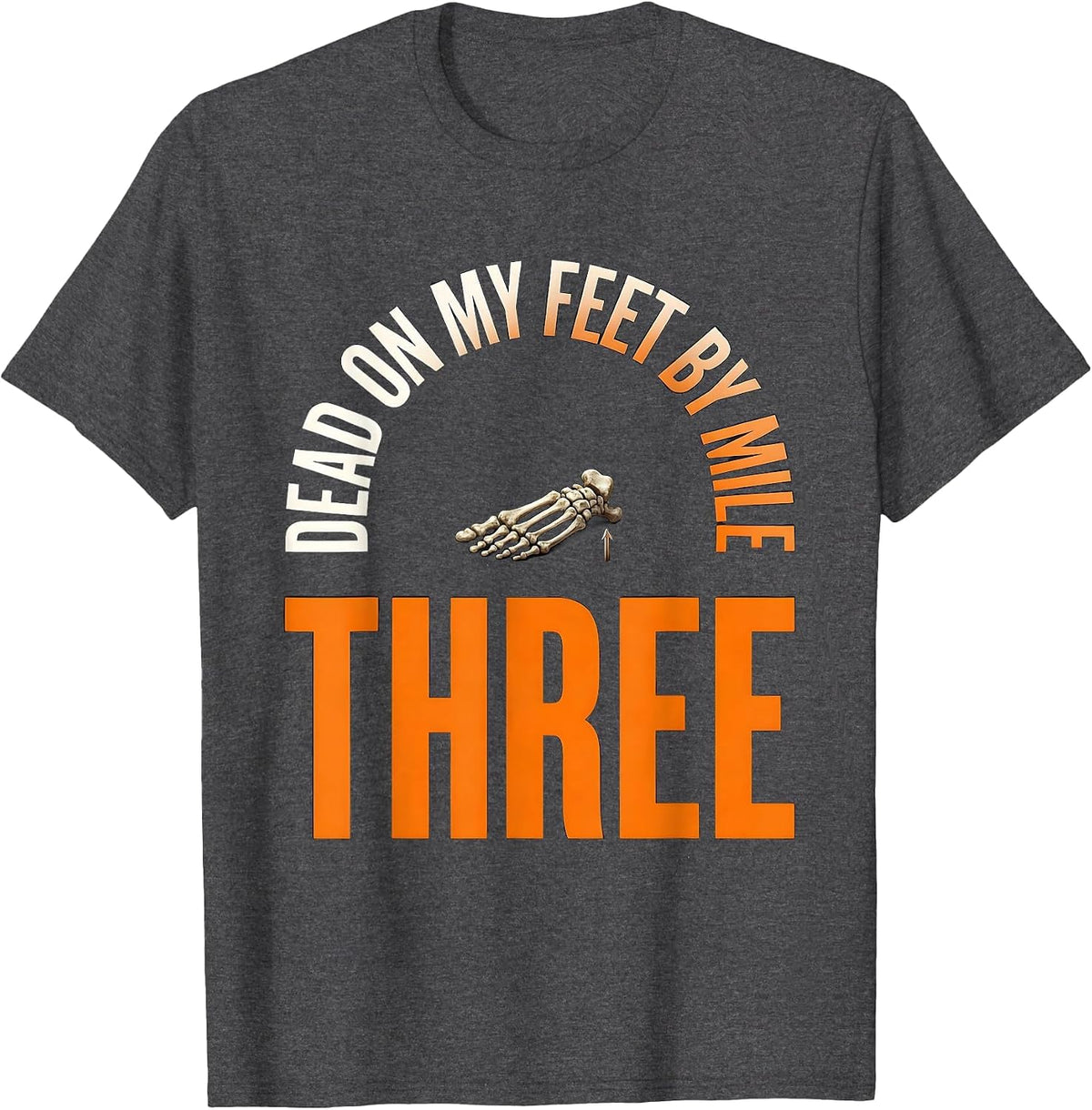 Men's Dead On My Feet By Mile Three Funny Halloween Running T-Shirt - Dark Heather Grey