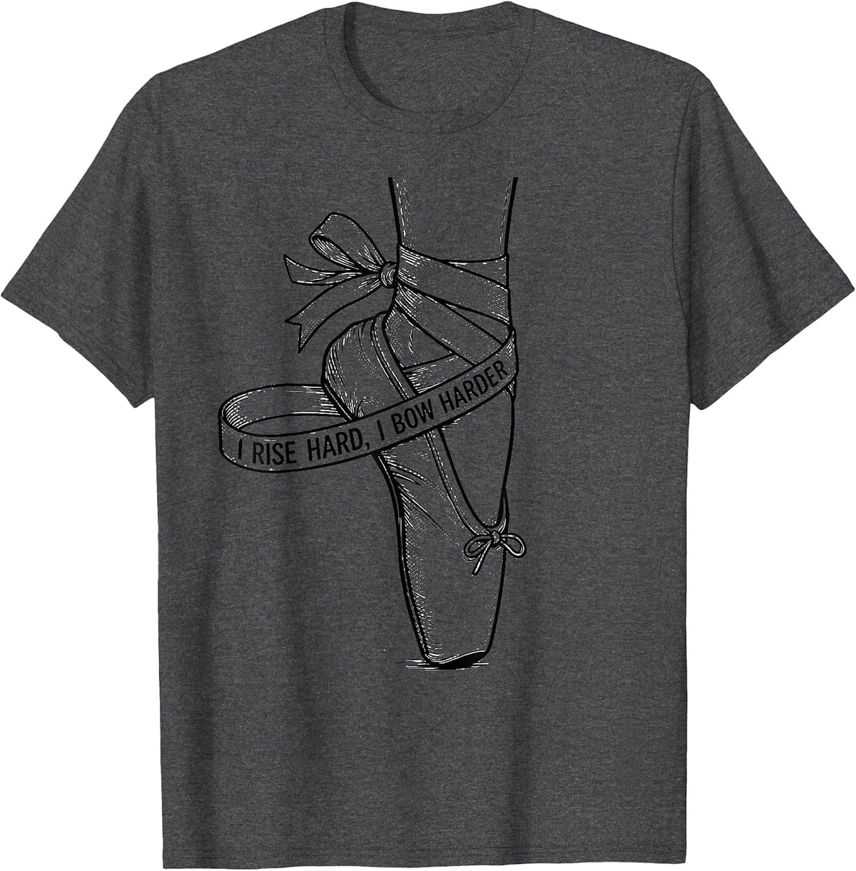 Men's I Rise Hard I Bow Harder Coquette Bow Gymnastics Gift T-Shirt - Dark Heather Grey