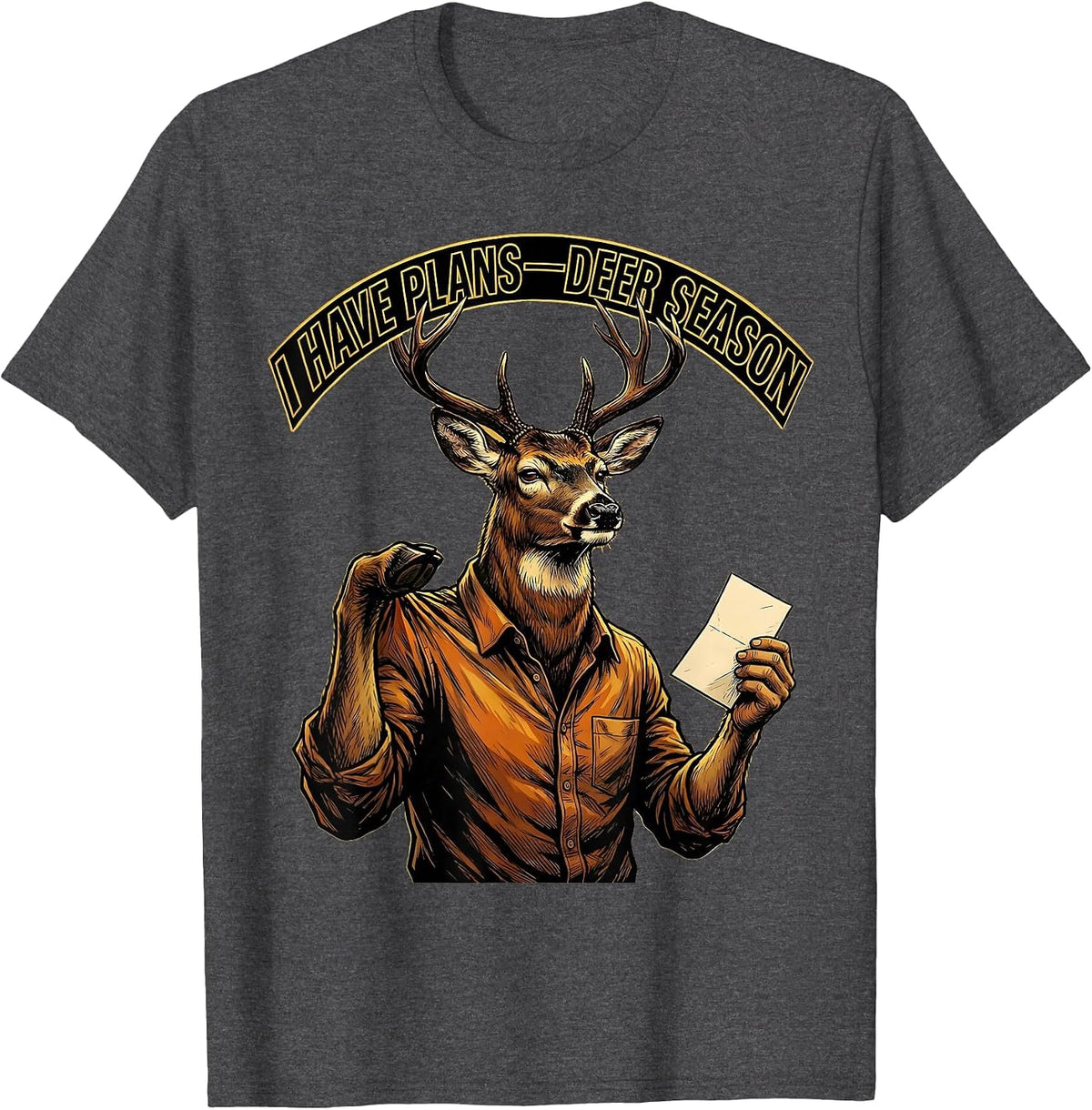 Men's I Have Plans—Deer Season Funny Deer Hunting Camo Dad T-Shirt - Dark Heather Grey