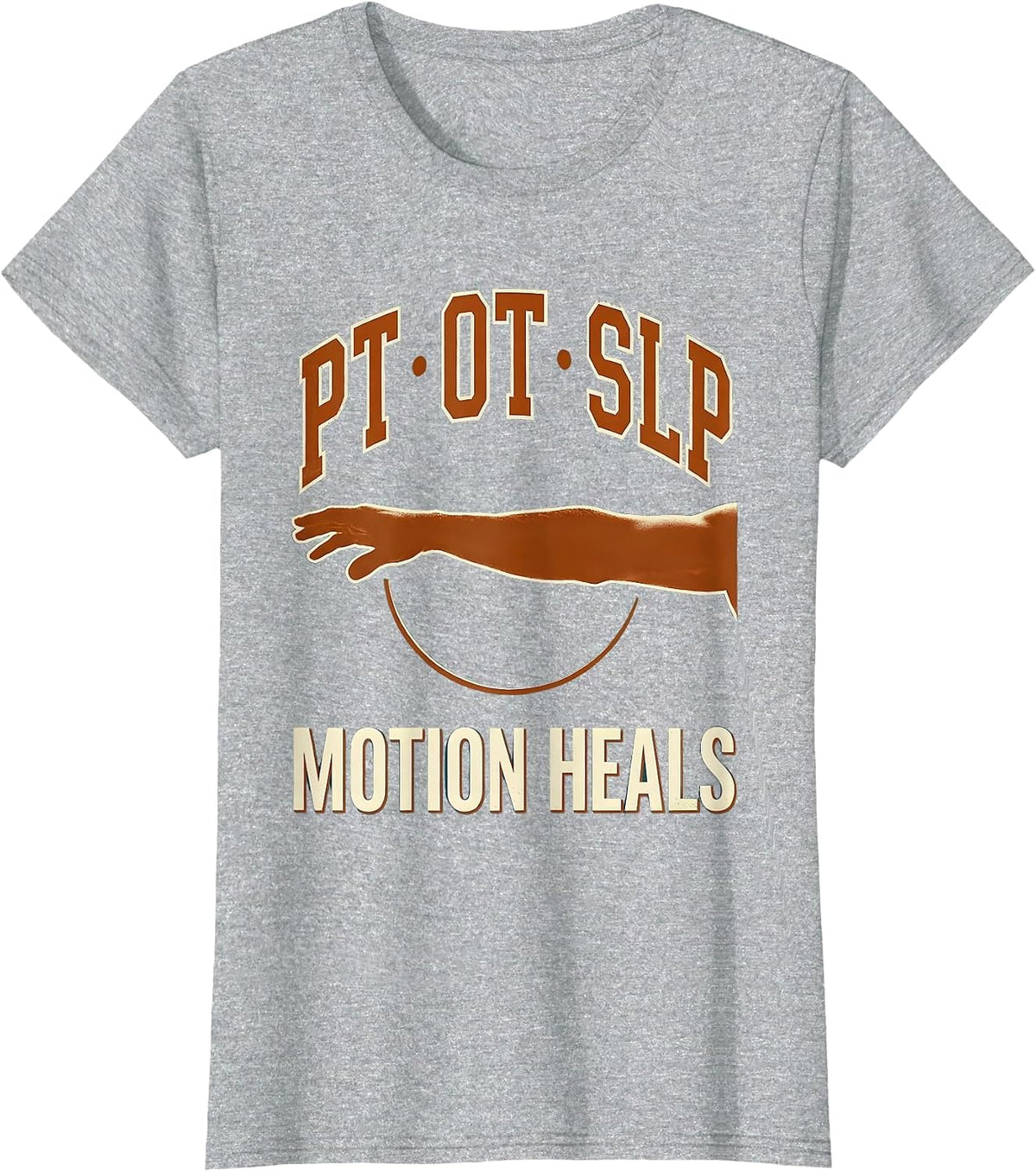 PT OT SLP Motion Heals Retro Rehab Therapist Gift T-Shirt - Heather Grey