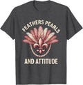 Men's Feathers Pearls and Attitude Mardi Gras Design T-Shirt - Dark Heather Grey