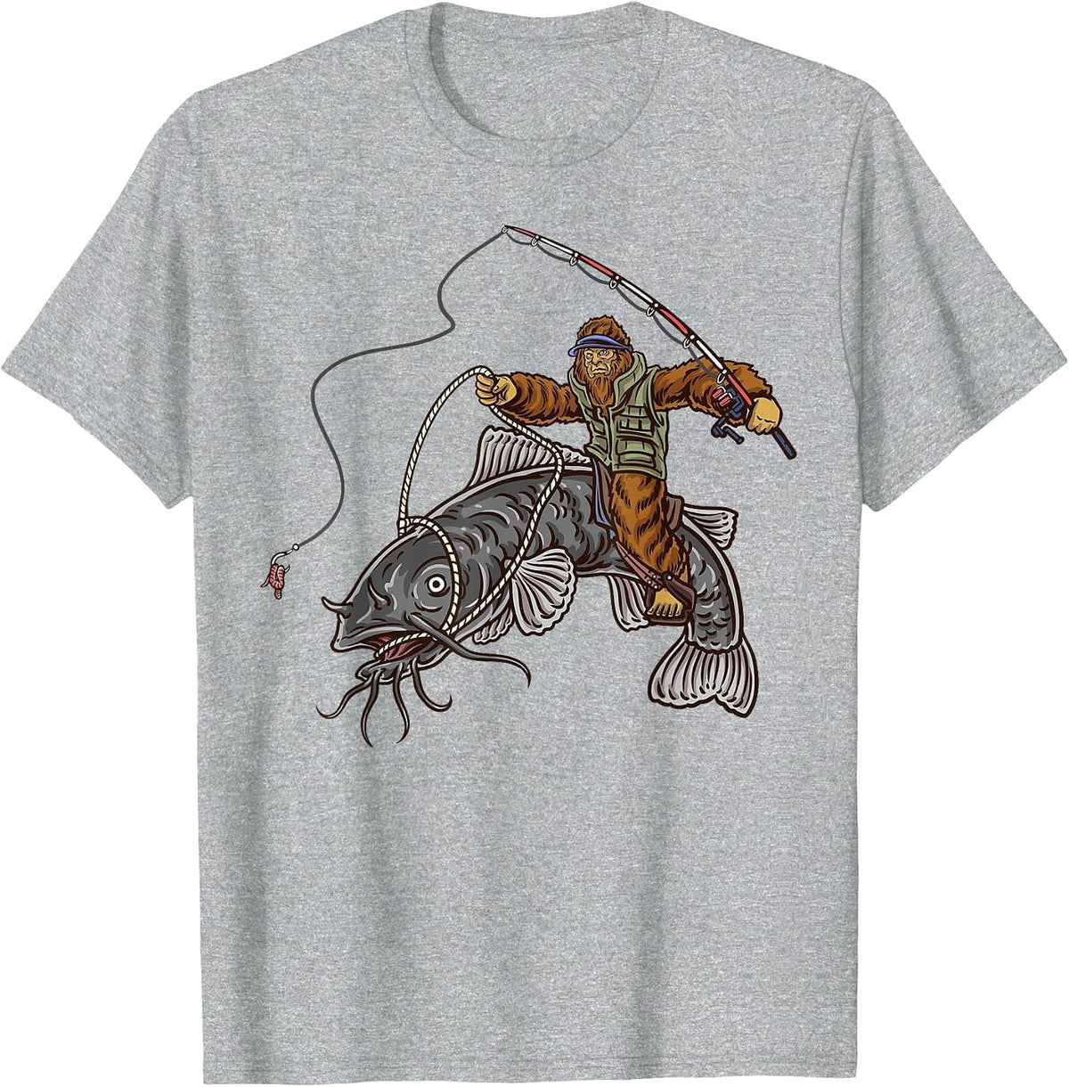 Catfishing Bigfoot Hunting Catfishermen T-Shirt - Heather Grey