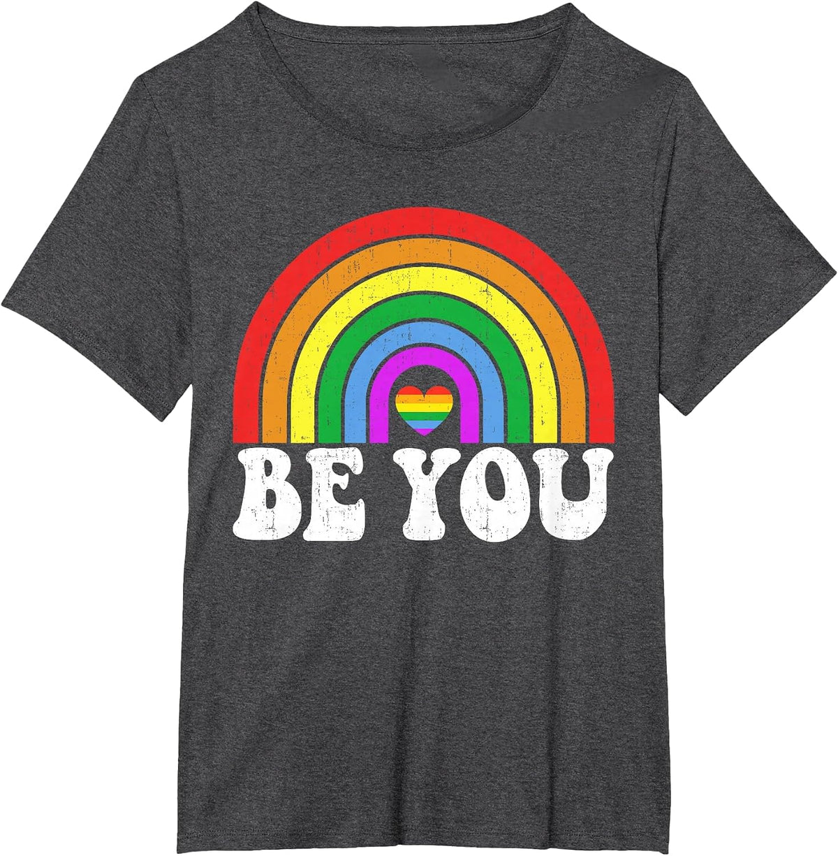 Gay Pride LGBTQ Ally Retro Rainbow LGBT Support Men Women T-Shirt - Dark Heather Grey