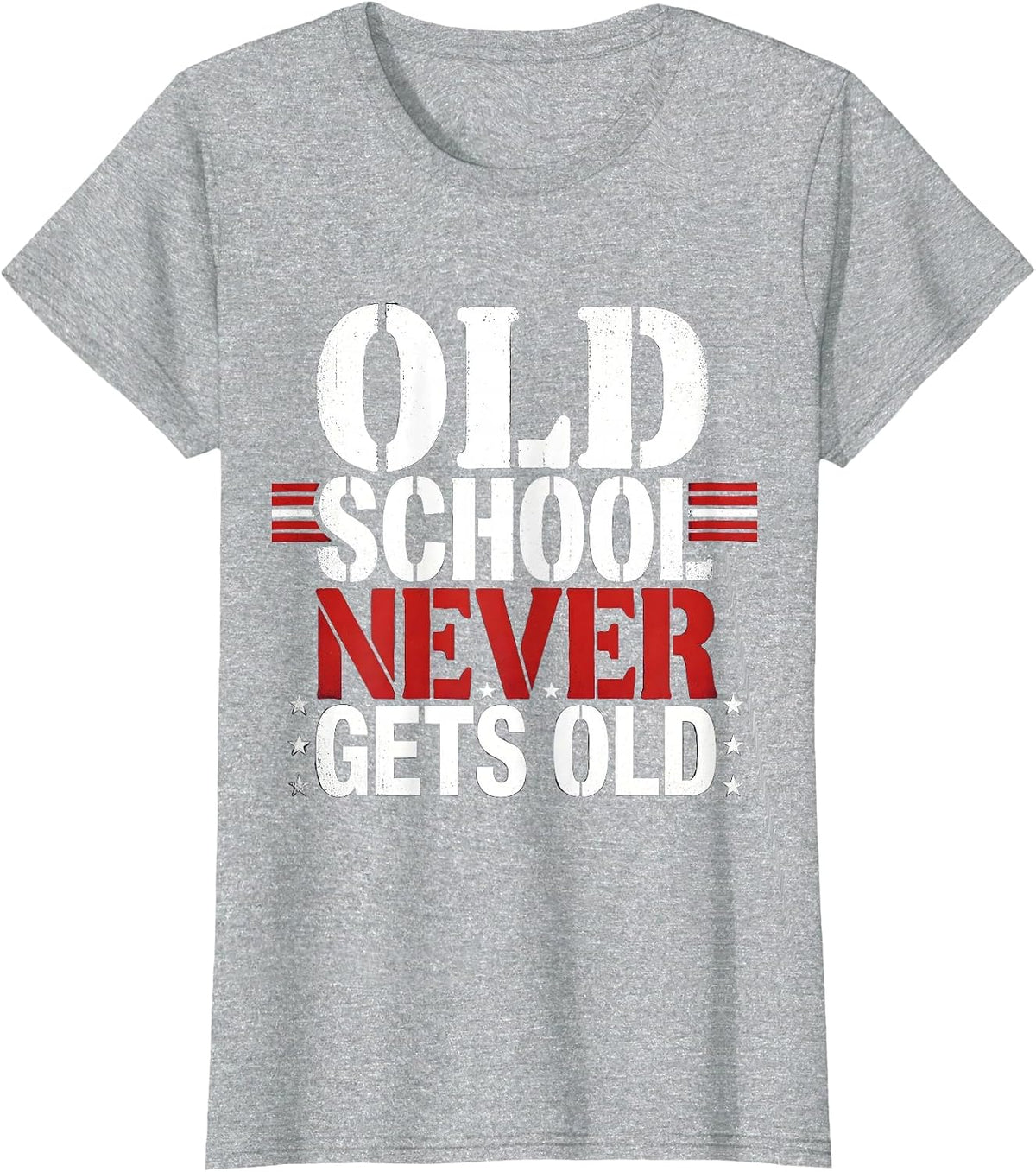 Old School Never Gets Old Retro Vintage Design T-Shirt - Heather Grey