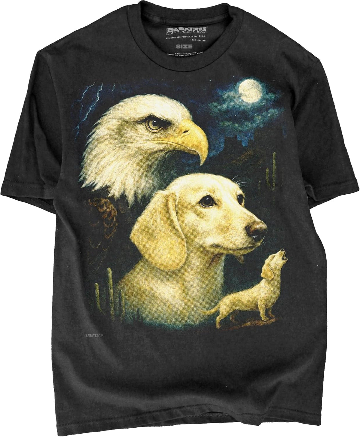 Majestic Dog Artwork Premium Black T-Shirt for Men & Women - Cream Dachshund