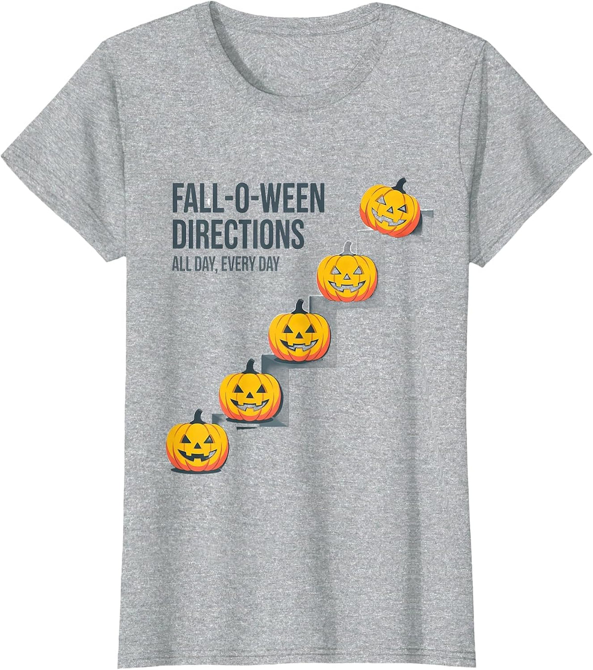 Women's Fall-O-Ween Directions All Day Every Day Teacher T-Shirt - Heather Grey