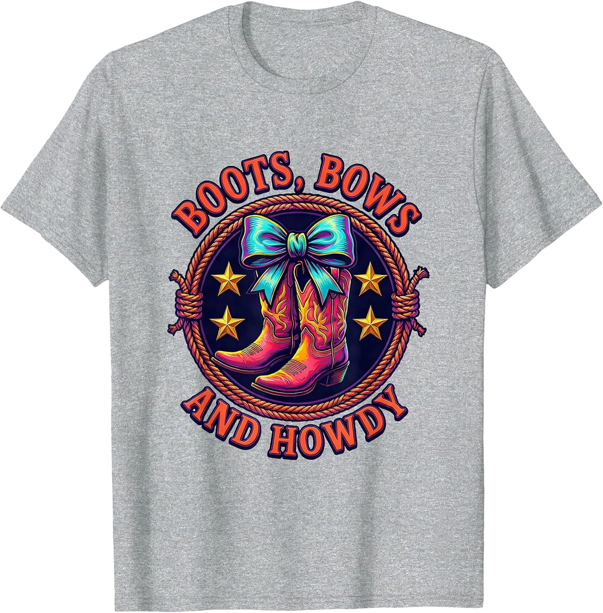 Men's Boots Bows and Howdy Western Women Design T-Shirt - Heather Grey