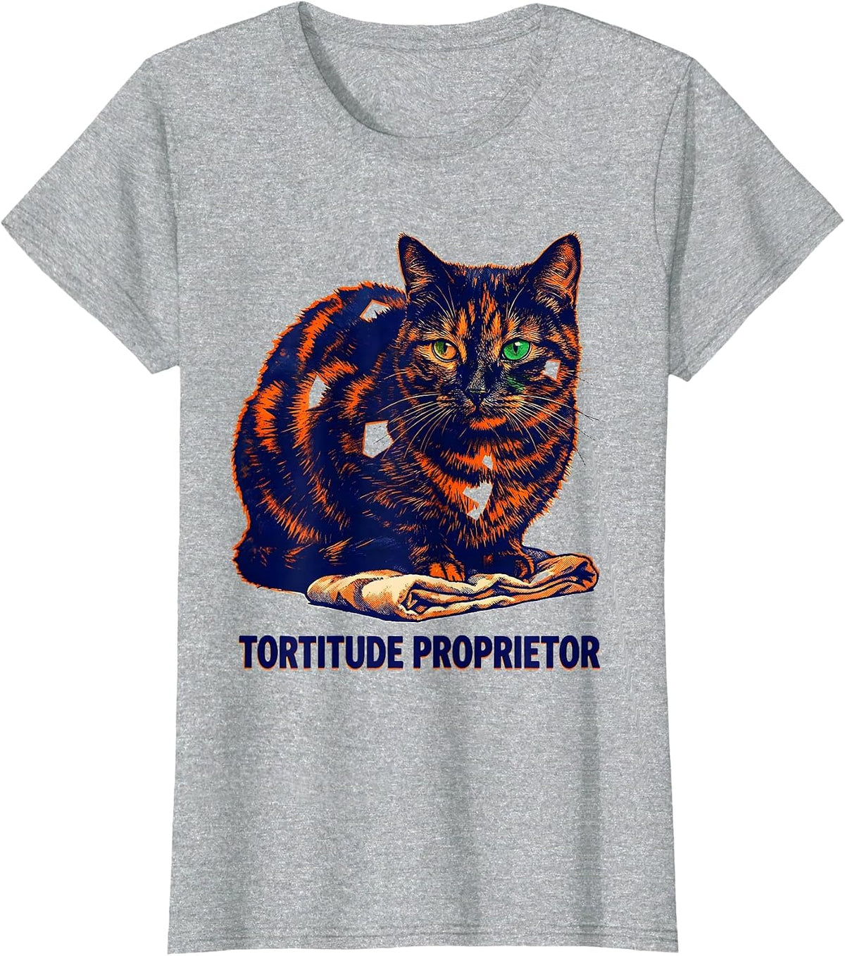 Tortitude Proprietor Funny Tortoiseshell Cat Owner Pet Lover T-Shirt - Heather Grey