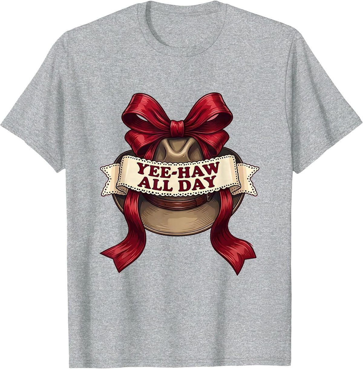 Men's Yee-Haw All Day Western Cowboy Design T-Shirt - Heather Grey