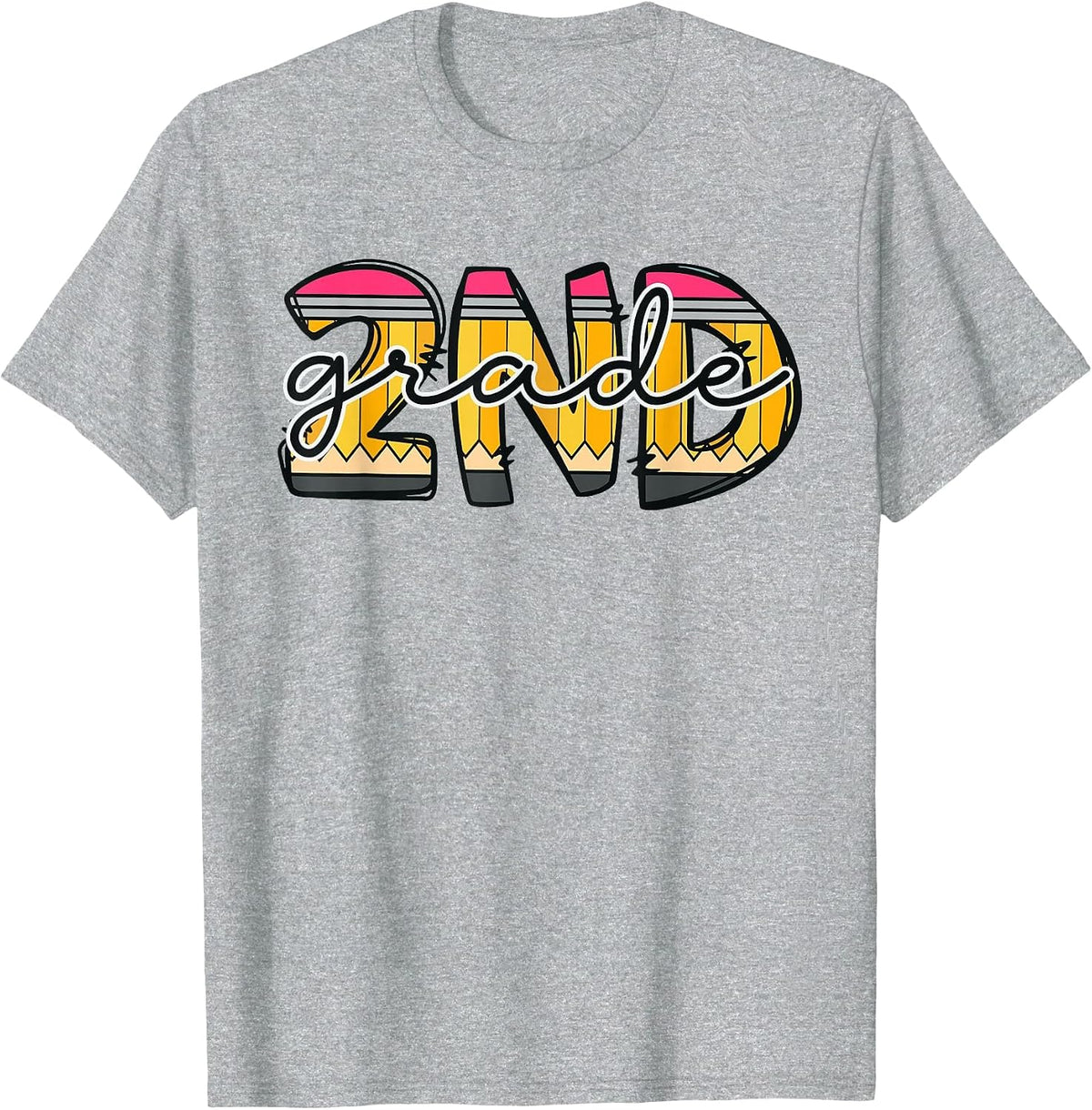 Second Grade Teacher Pencil Back to School Boys Girls T-Shirt - Heather Grey