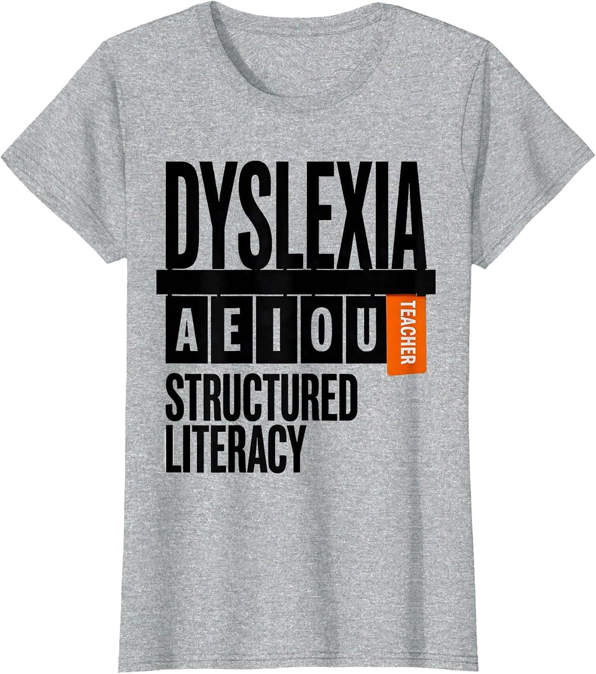 Women's Dyslexia Structured Literacy Teacher Brutalist Graphic T-Shirt - Heather Grey