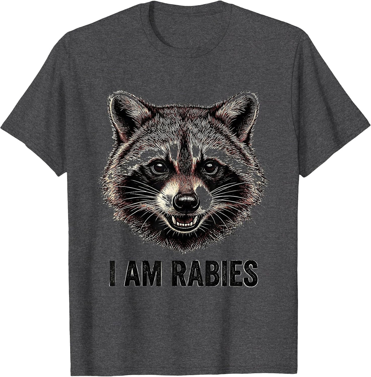 I Am Rabies Funny Ferret Vintage Animal Humor T-Shirt - Dark Heather Grey