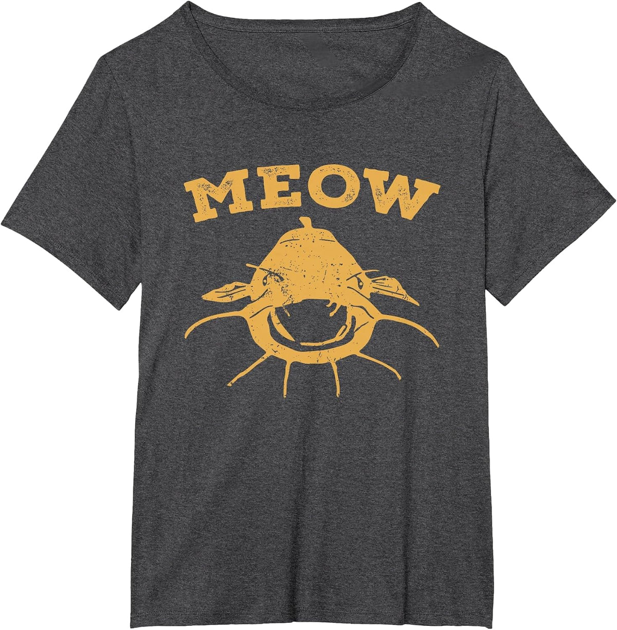 Catfish Fishing Meow Catfish T-Shirt - Dark Heather Grey
