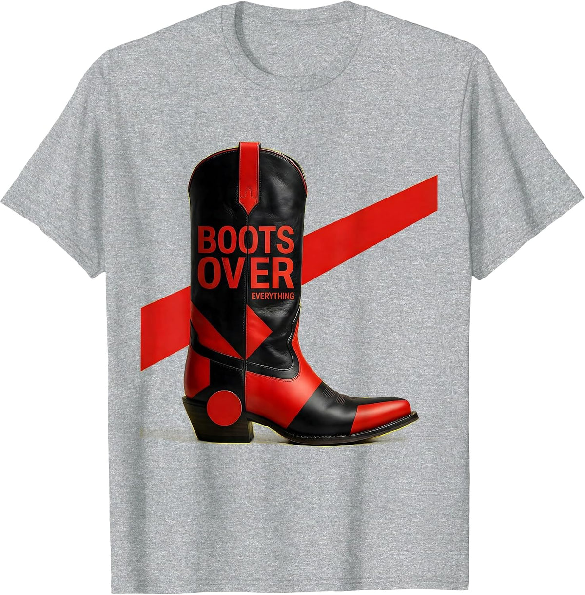 Men's Boots Over Everything Western Pride Design T-Shirt - Heather Grey