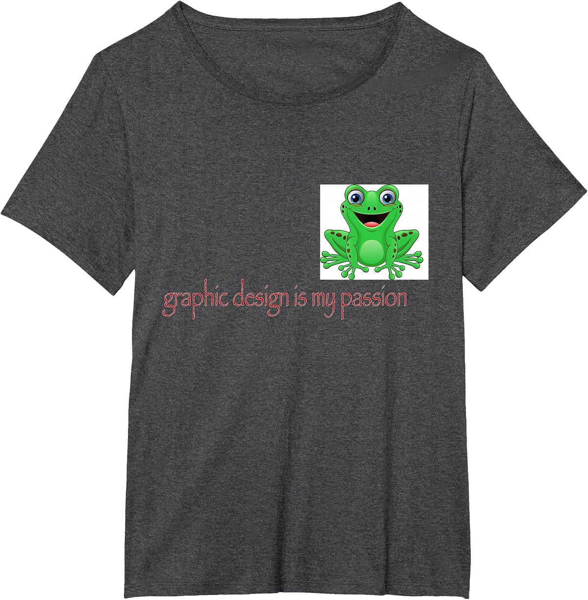 Graphic Design is My Passion - Papyrus, Green Frog T-Shirt - Dark Heather Grey