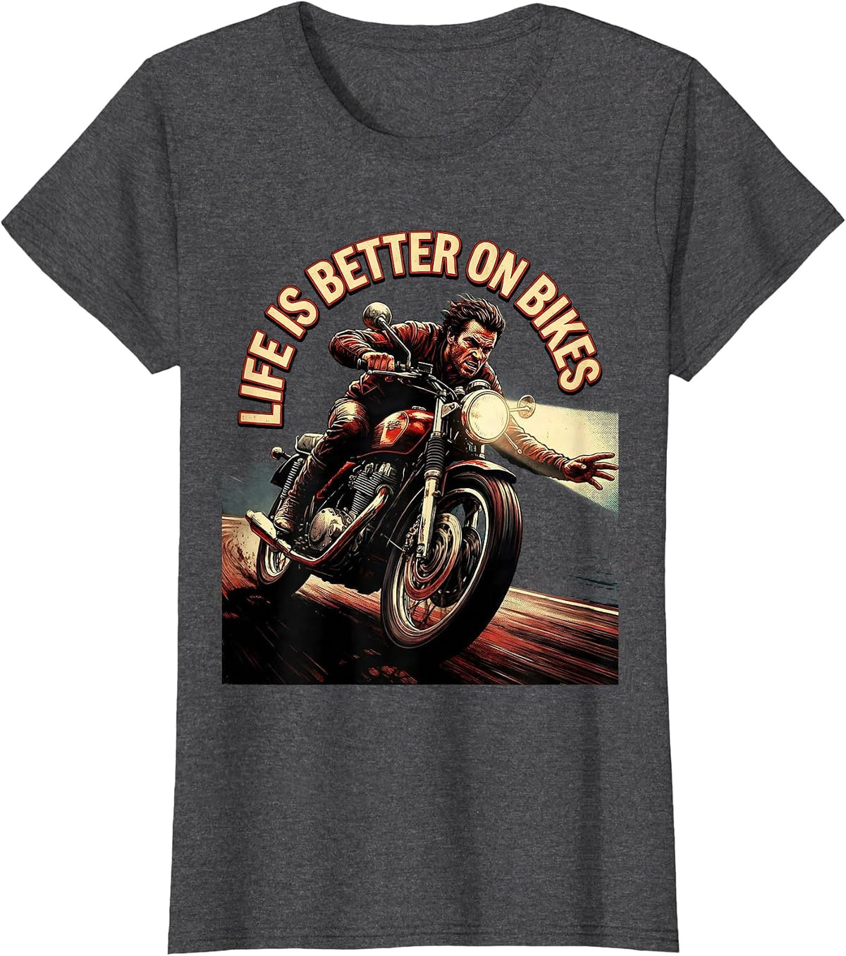 Women's Life Is Better On Bikes Cycling Design T-Shirt - Dark Heather Grey