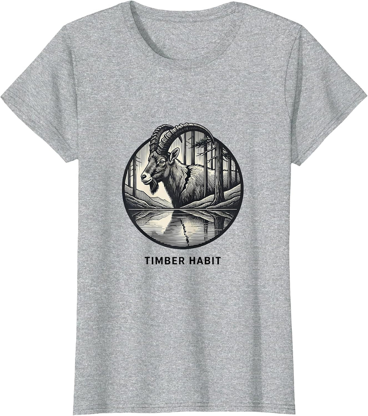 Women's Timber Habit Vintage Forest Wildlife Nature Outdoor T-Shirt - Heather Grey