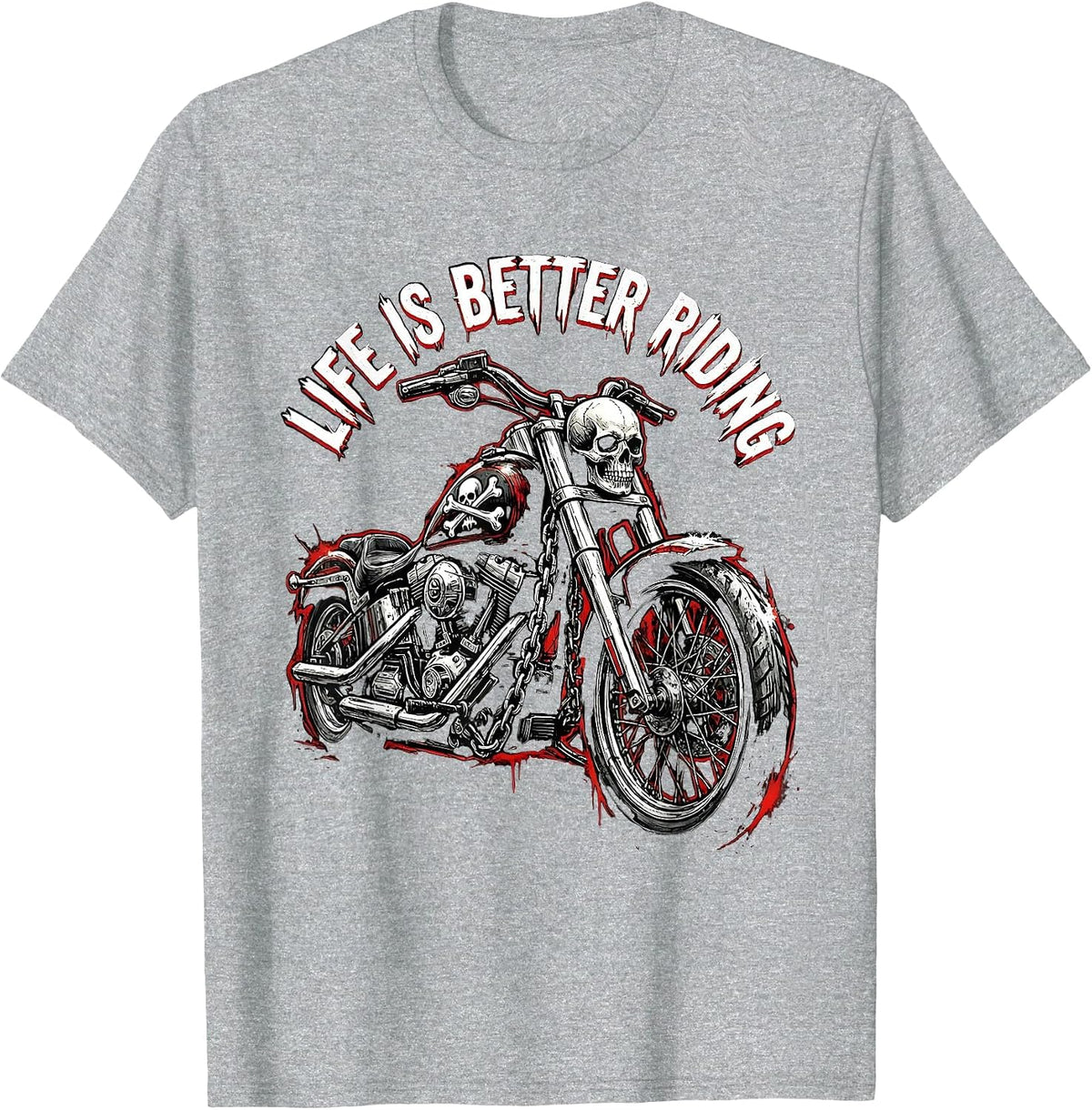 Men's Life Is Better Riding Motorcycle Design T-Shirt - Heather Grey