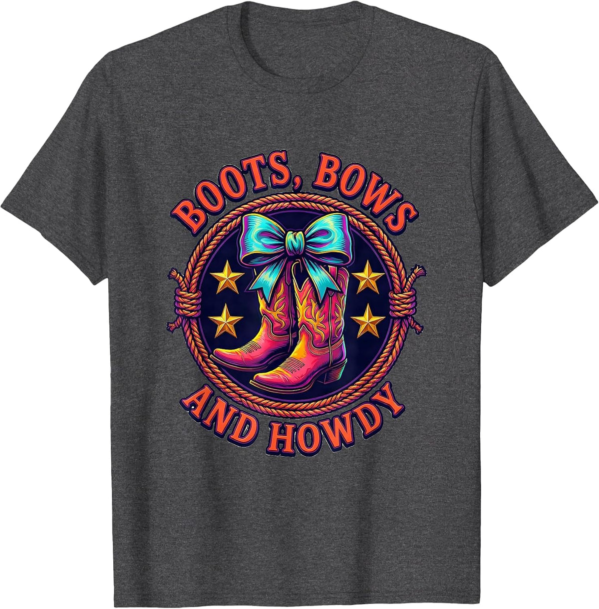 Men's Boots Bows and Howdy Western Women Design T-Shirt - Dark Heather Grey