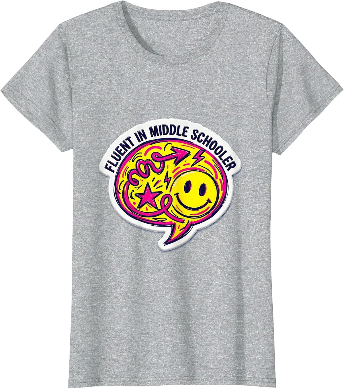 Fluent In Middle Schooler Teacher Design T-Shirt - Heather Grey