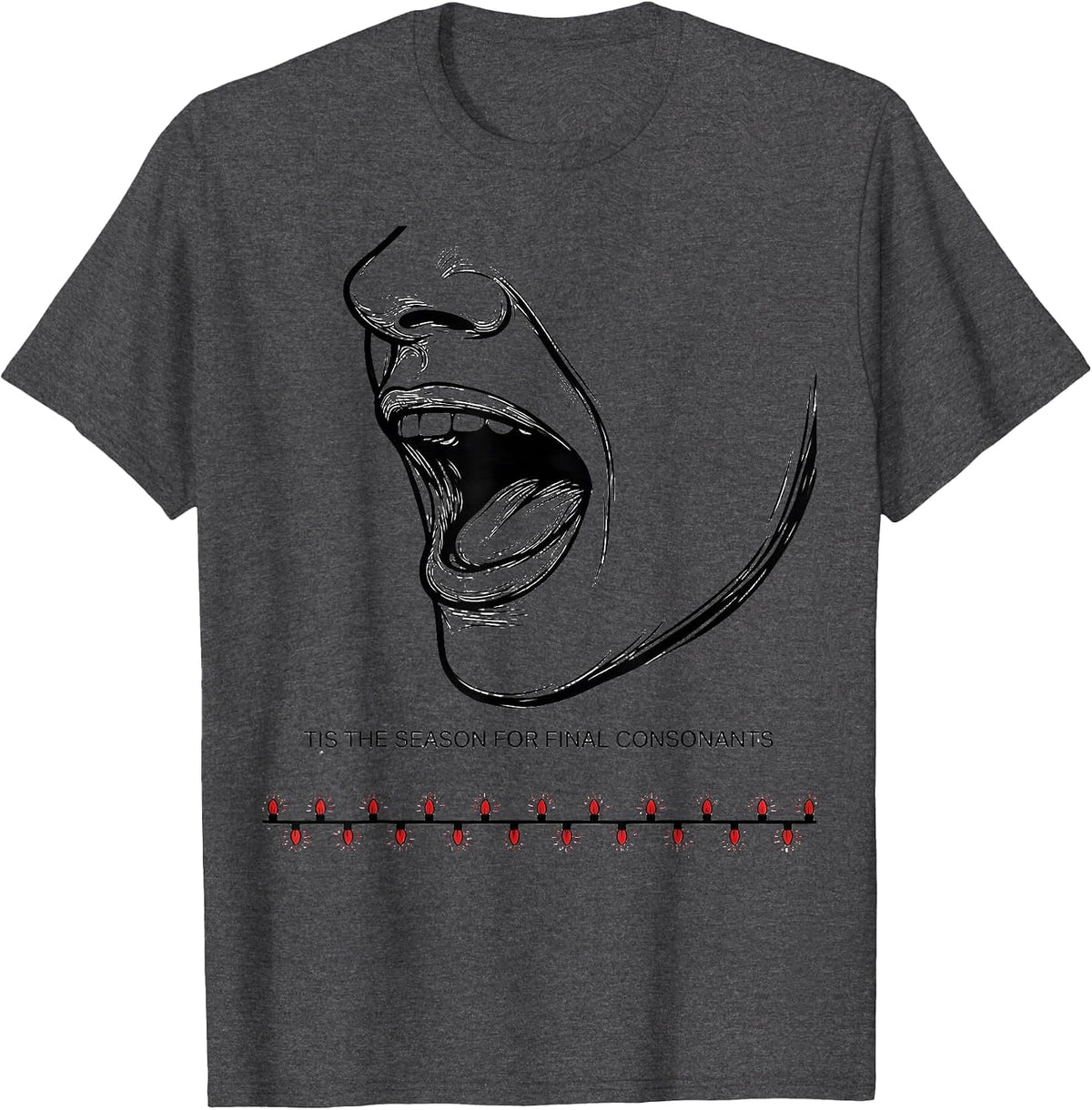 Men's Tis The Season For Final Consonants Retro Groovy Speech T-Shirt - Dark Heather Grey