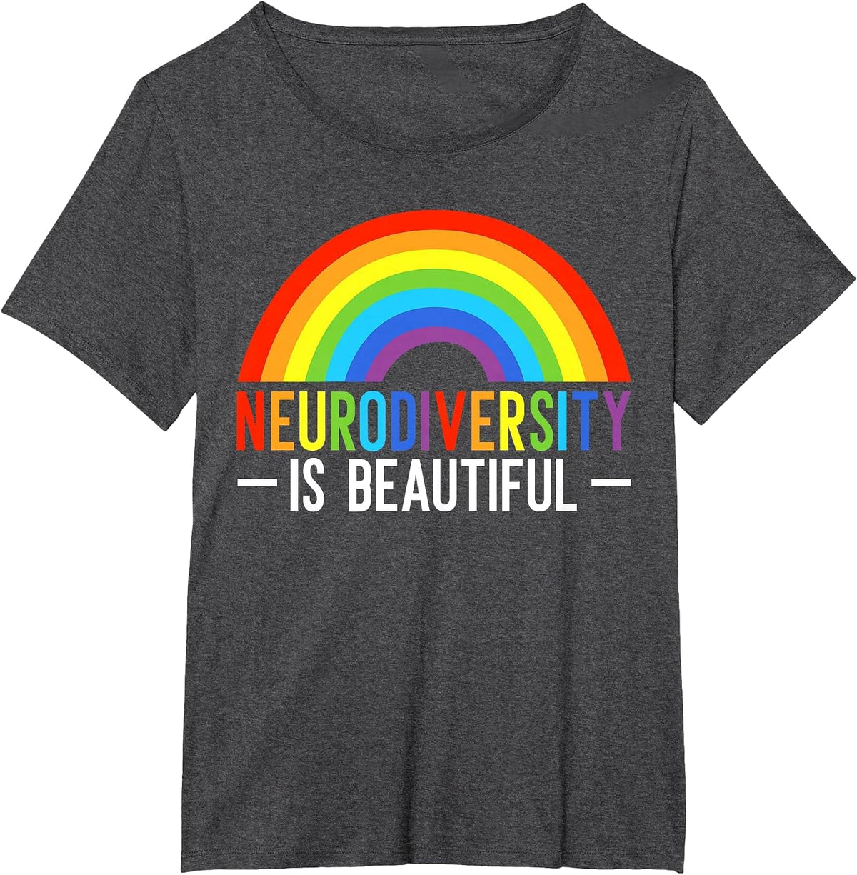 Neurodiversity is Beautiful Infinity Rainbow ADHD ASD T-Shirt - Dark Heather Grey