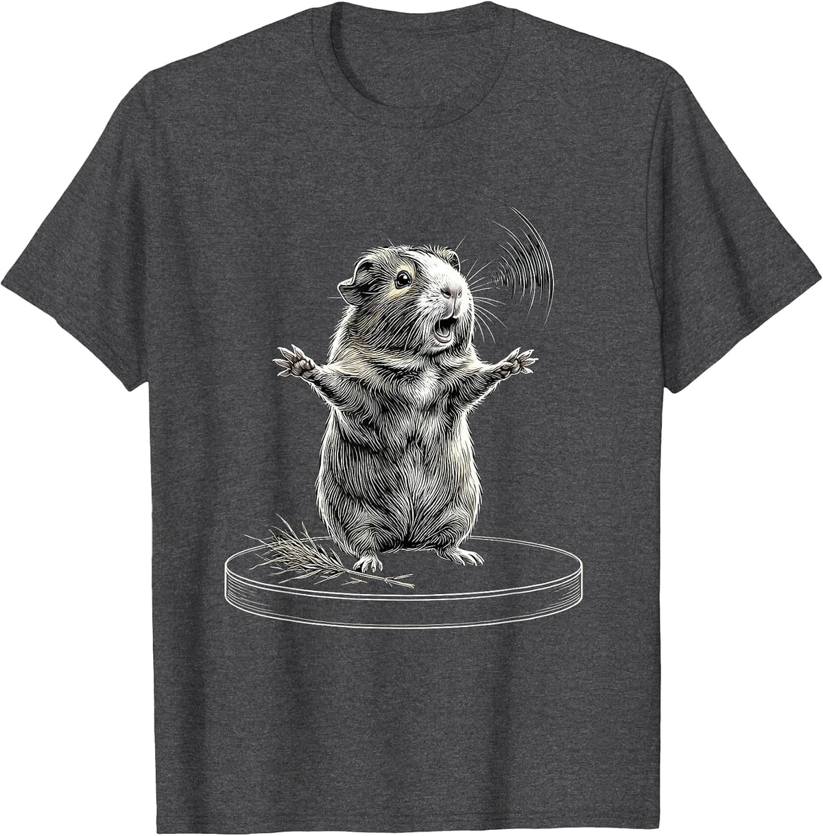 Guinea Pig Presenting Pose Funny Pig Lover Humor T-Shirt - Dark Heather Grey