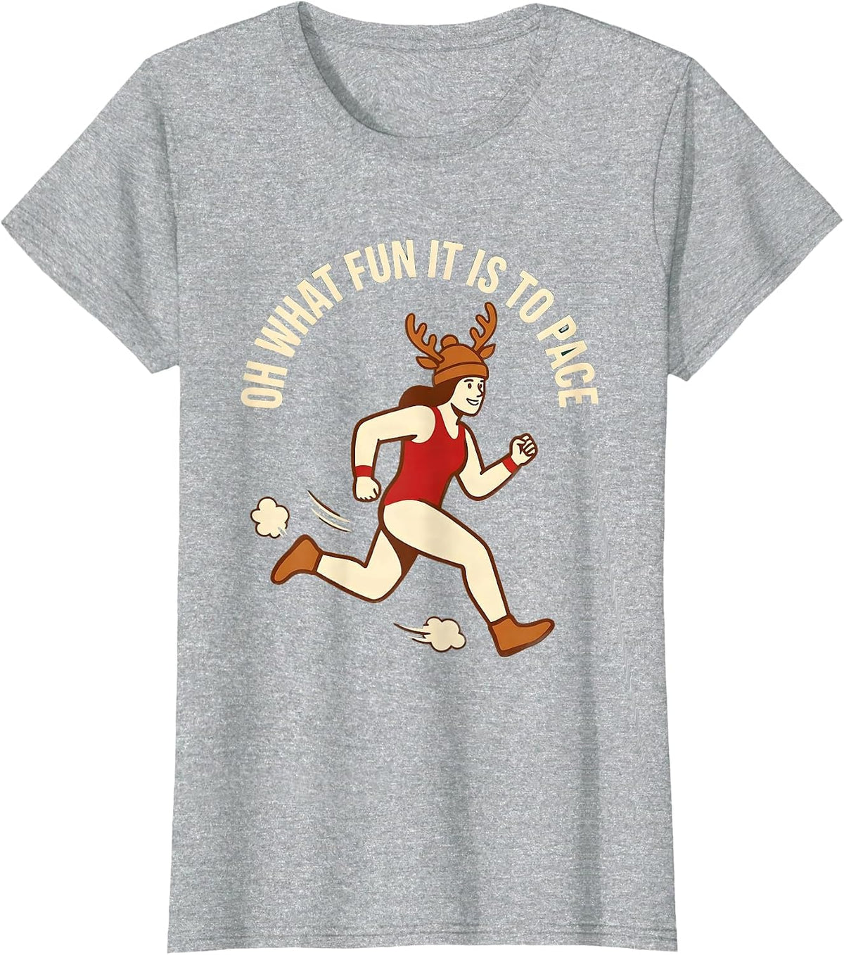 Oh What Fun It Is To Pace Funny Christmas Running Runner T-Shirt - Heather Grey