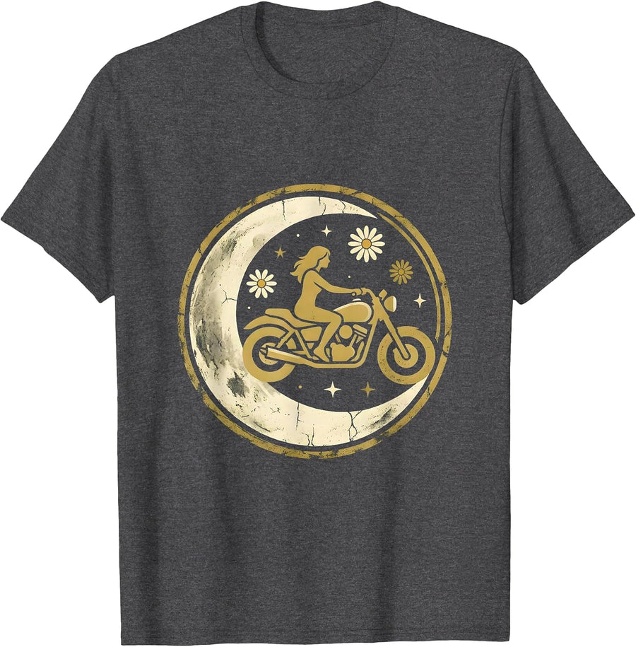 Men's Desert Dusk Motorcycle Rider Graphic Tee T-Shirt - Dark Heather Grey