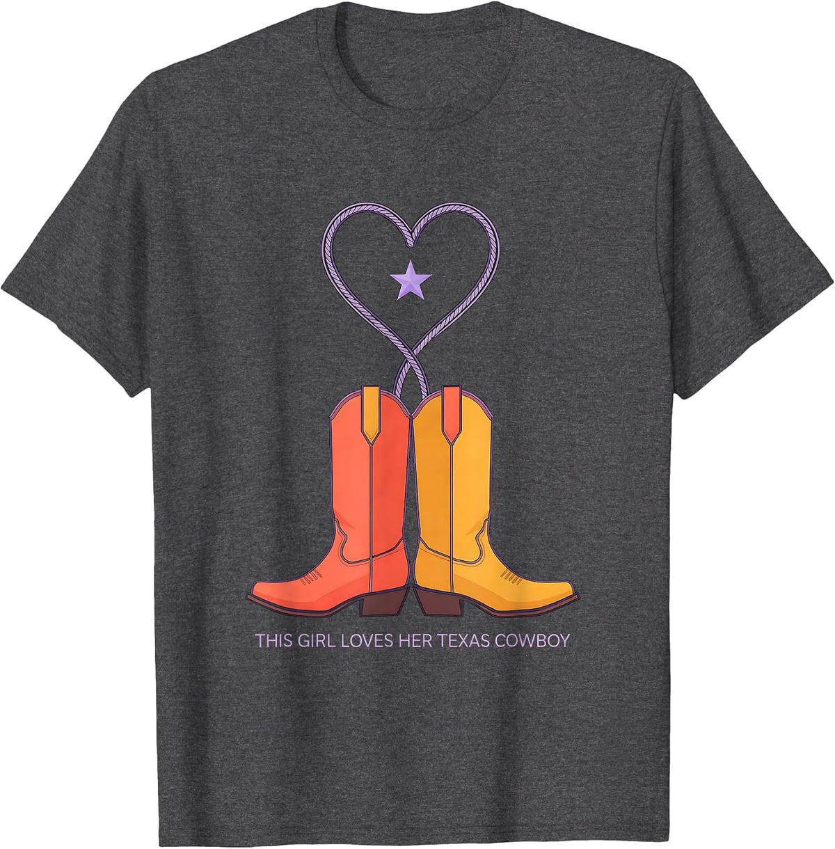 This Girl Loves Her Texas Cowboy Cute Texas Souvenir Gift T-Shirt - Dark Heather Grey