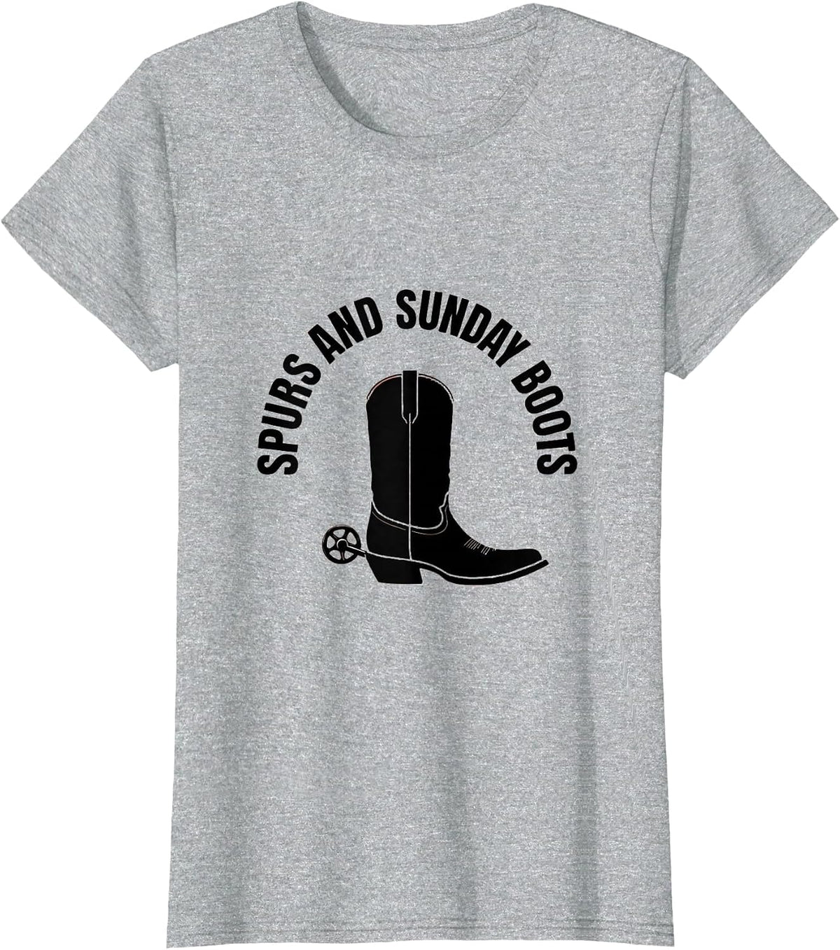 Spurs and Sunday Boots Cowgirl Design T-Shirt - Heather Grey