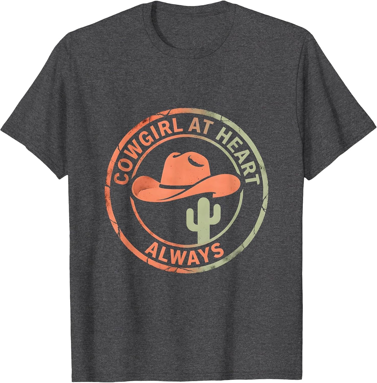 Cowgirl At Heart Always Denim Western Design T-Shirt - Dark Heather Grey