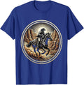 Cowboy Riding Into Canyon Dust Cloud Illustration T-Shirt - Royal Blue