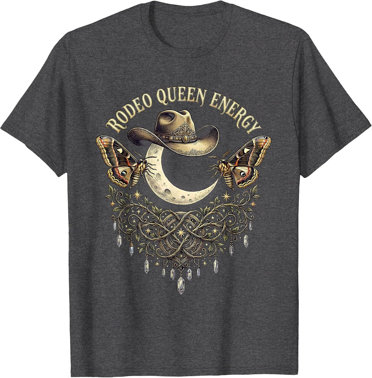 Rodeo Queen Energy Cowgirl Design T-Shirt - Dark Heather Grey