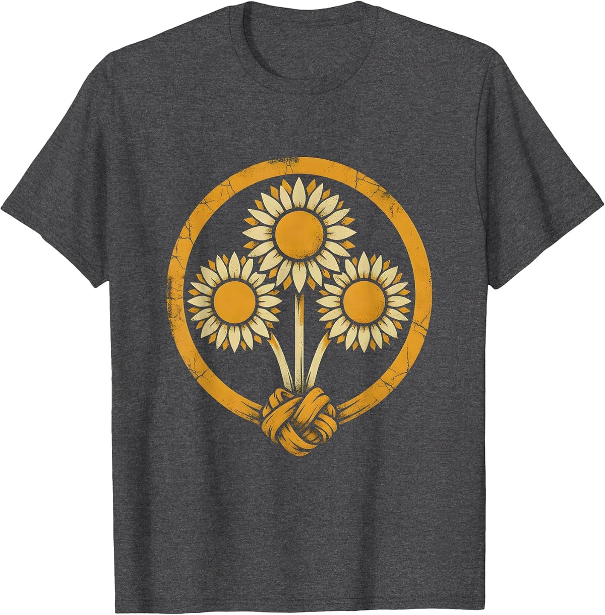 Men's 90s Country Bandana Sunflower Bouquet Graphic T-Shirt - Dark Heather Grey