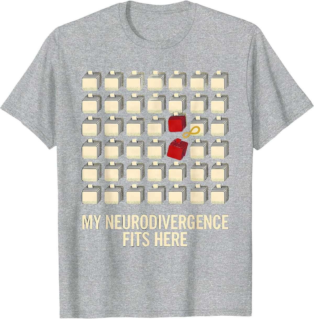 Men's My Neurodivergence Fits Here Funny Neurodiversity Acceptance T-Shirt - Heather Grey