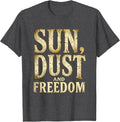 Men's White Cowgirl Sun Dust and Freedom Design T-Shirt - Dark Heather Grey