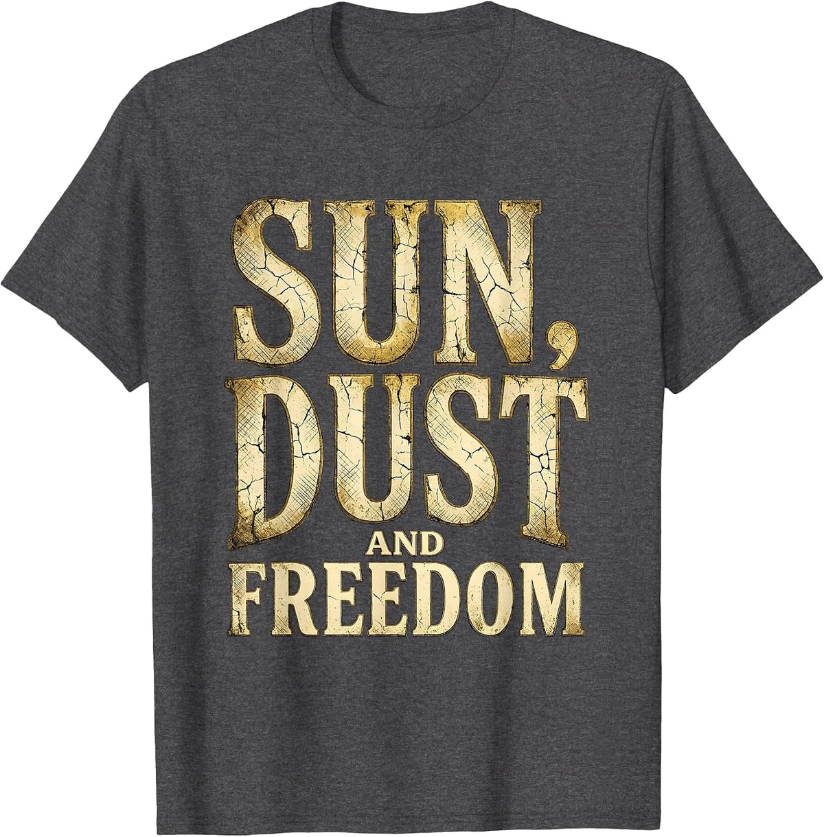 Men's White Cowgirl Sun Dust and Freedom Design T-Shirt - Dark Heather Grey