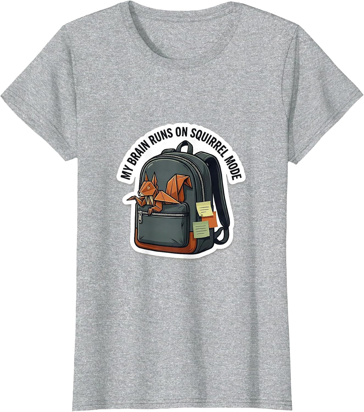 My Brain Runs On Squirrel Mode Funny ADHD Autistic T-Shirt - Heather Grey