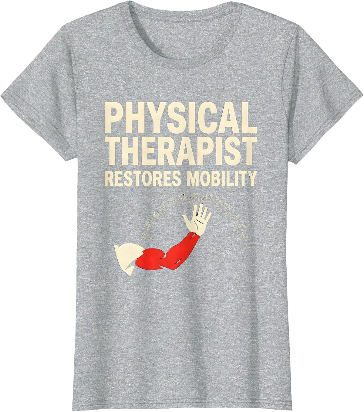 Women's Physical Therapist Restores Mobility Stencil Graphic PT Gift T-Shirt - Heather Grey