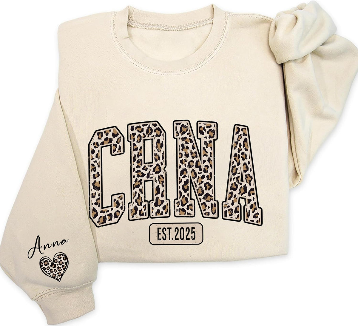 Personalized Nurse Sweatshirt, Custom Doctor Shirt with Name, Personalized Leopard Nurse Sweatshirt, RN Shirt - Crna