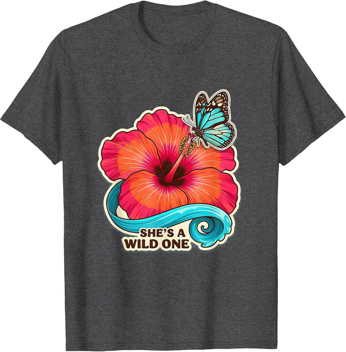 She's a Wild One Western Women Graphic Design T-Shirt - Dark Heather Grey