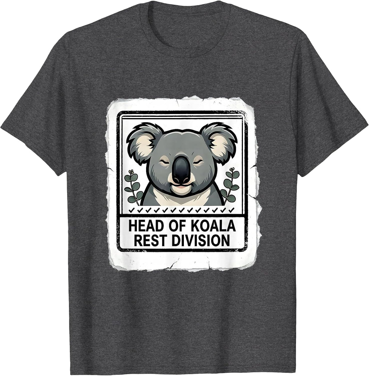 Head Of Koala Rest Division Cute Koala Lover Gift Novelty T-Shirt - Dark Heather Grey