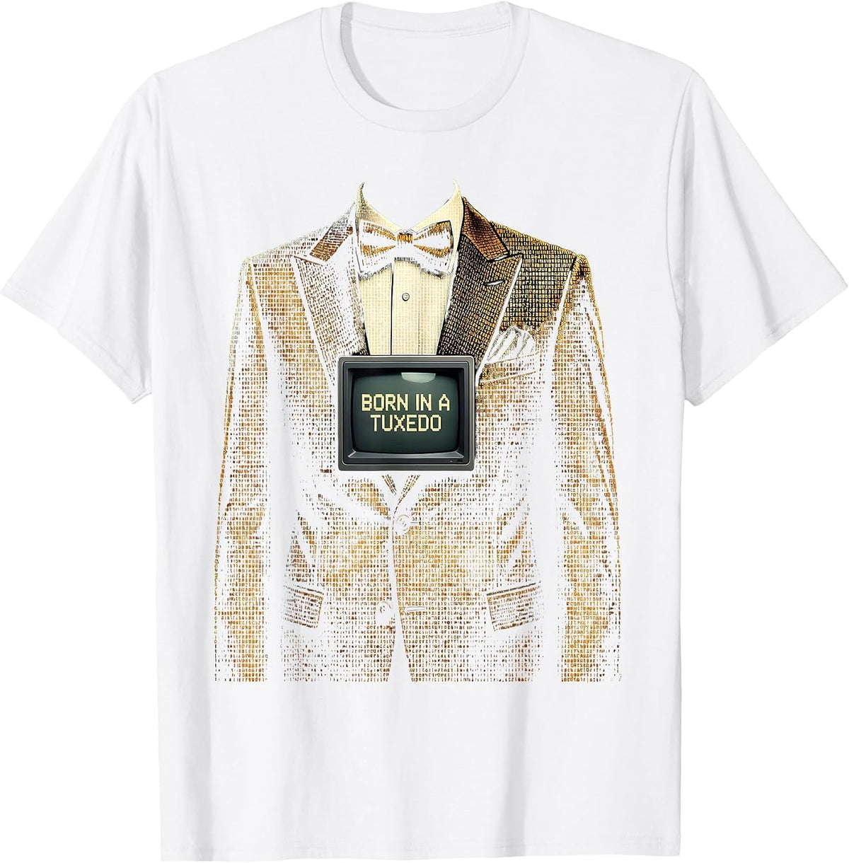 Born in a Tuxedo Classy Formal Style Design T-Shirt - White