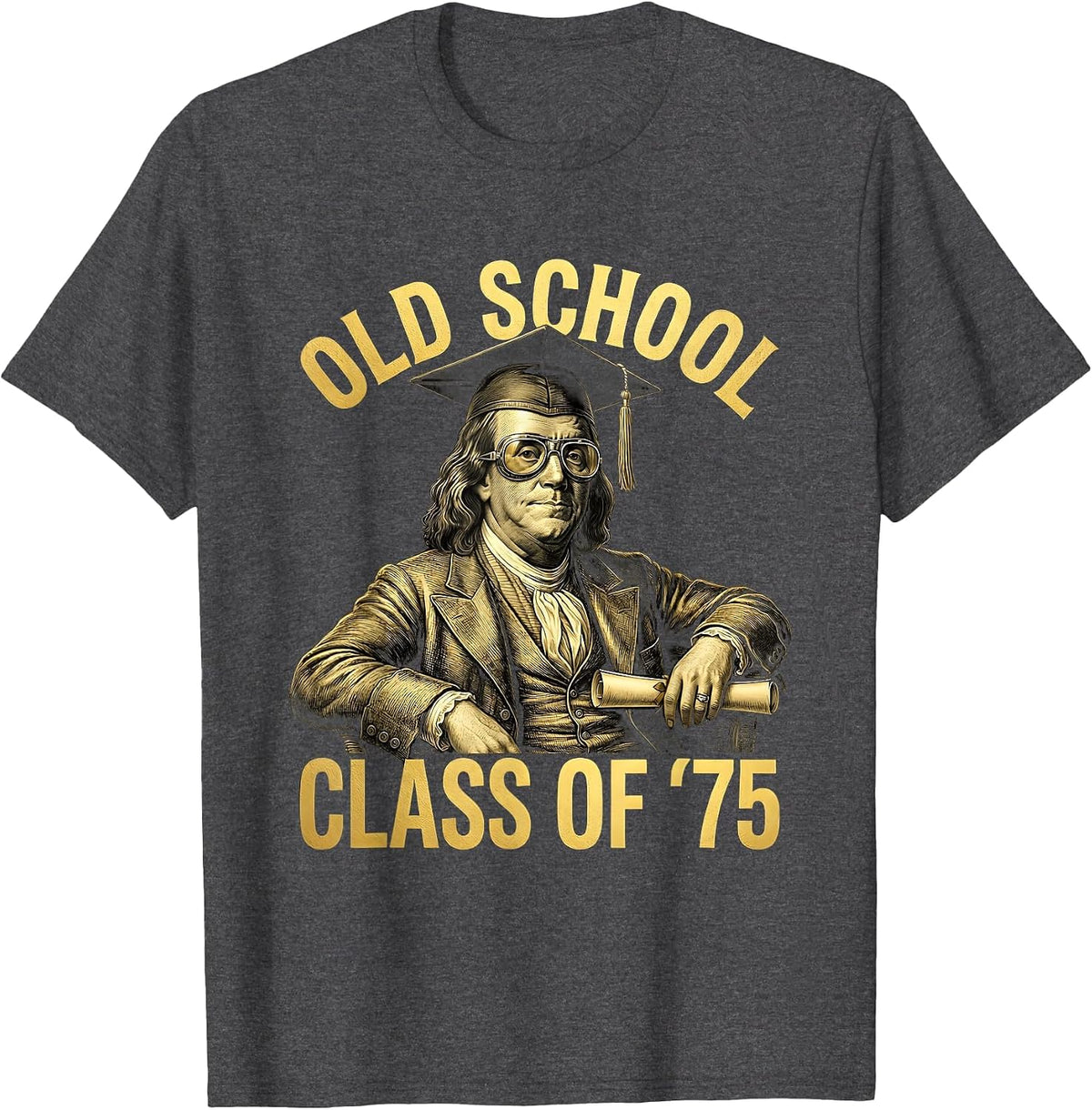 Old School Class of 75 Vintage 1975 Design T-Shirt - Dark Heather Grey