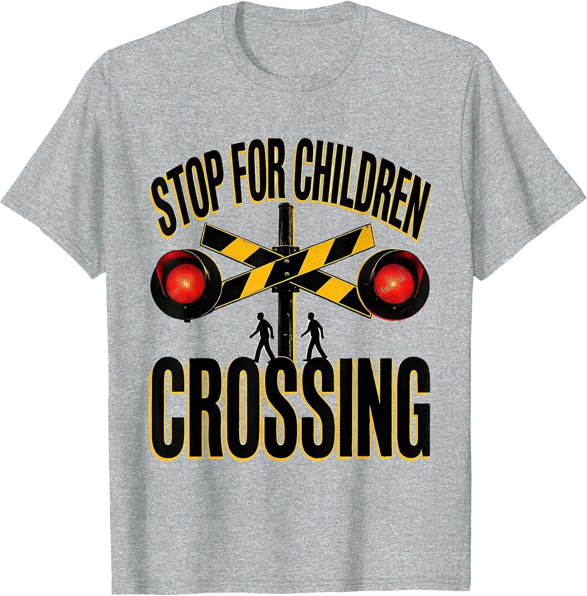 Men's STOP FOR CHILDREN CROSSING Funny School Bus Driver T-Shirt - Heather Grey